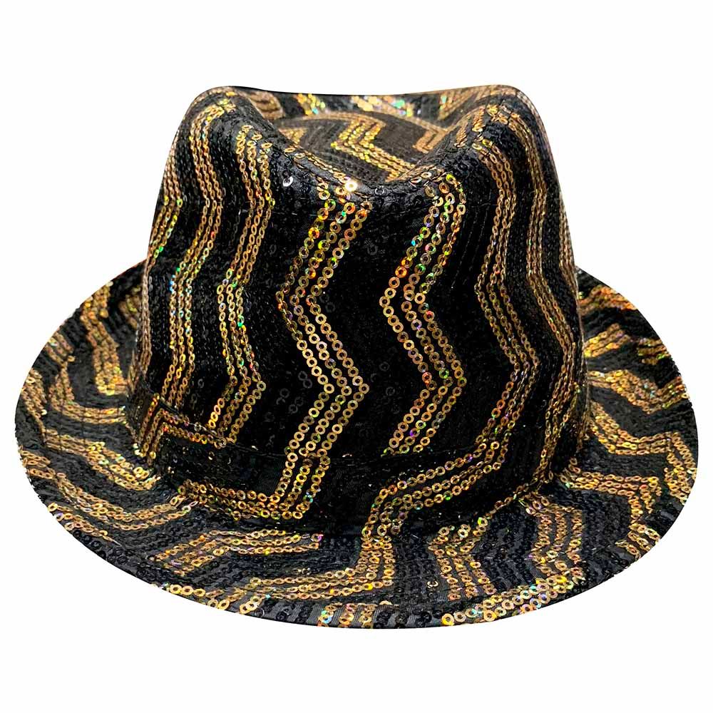 Party Magic - Deluxe Black And Gold Sequins Hat