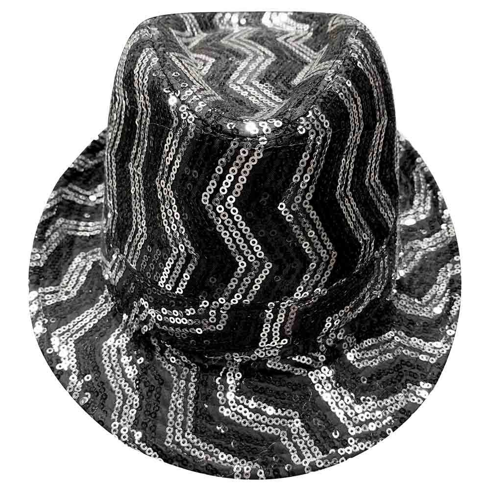 Party Magic - Deluxe Black And Silver Sequins Hat