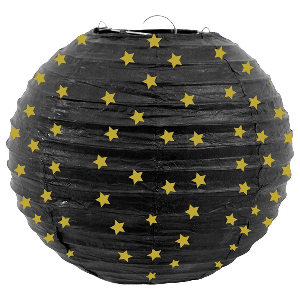 Party Magic - Black Lantern With Gold Star 35cm