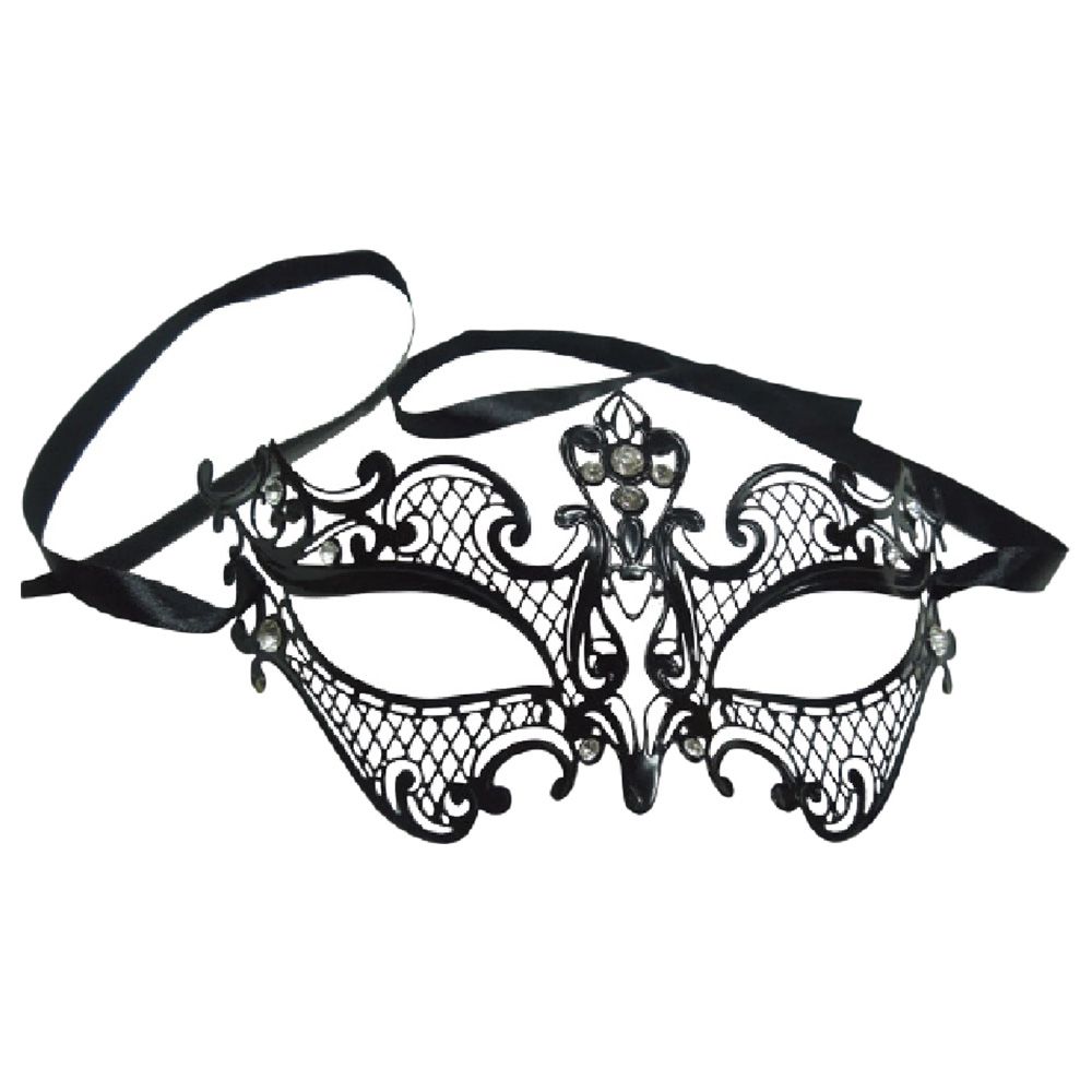 Party Magic - Eye Mask w/ Diamond & Ribbon - Black 