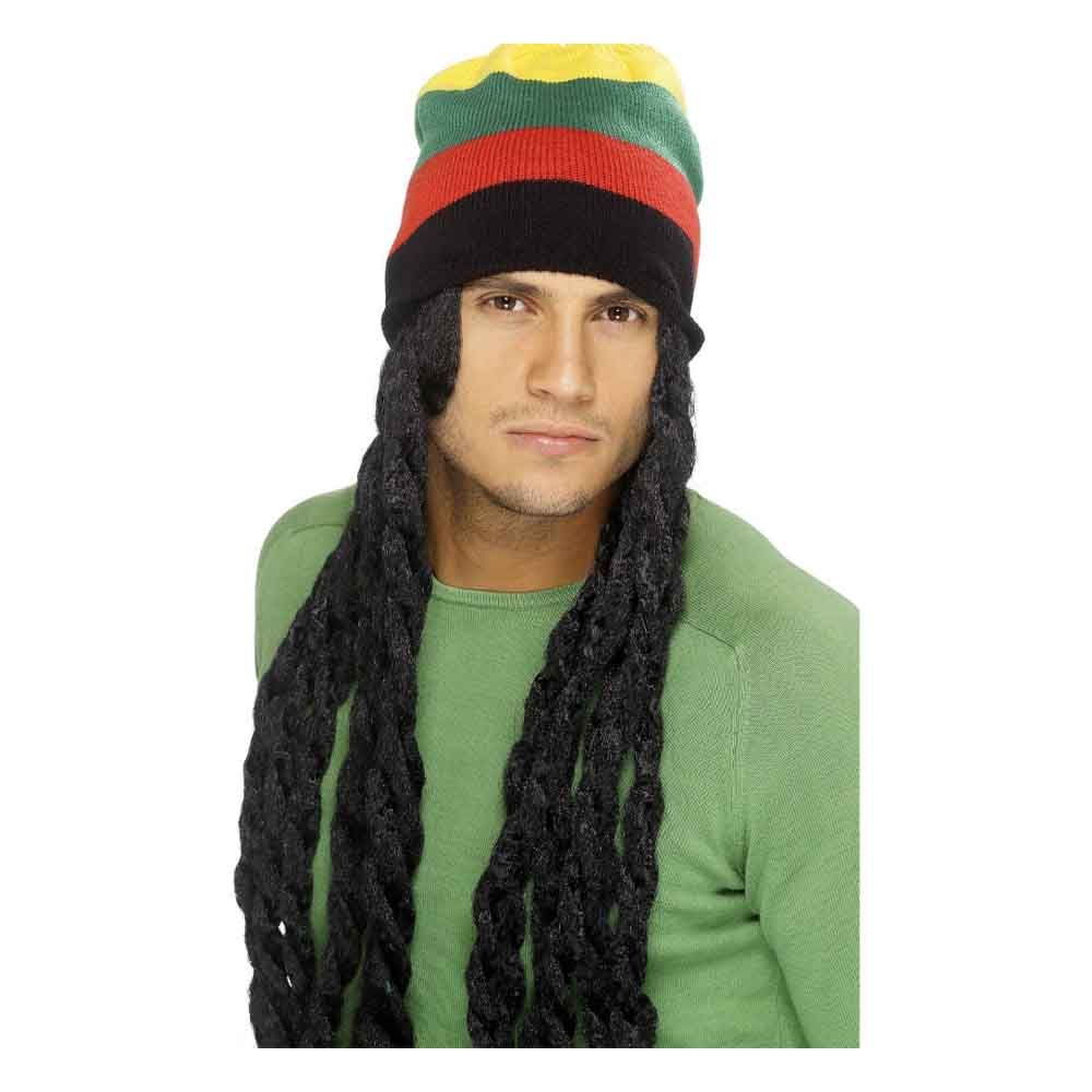 Smiffys - Rasta Men Hat w/Long Dreadlocks