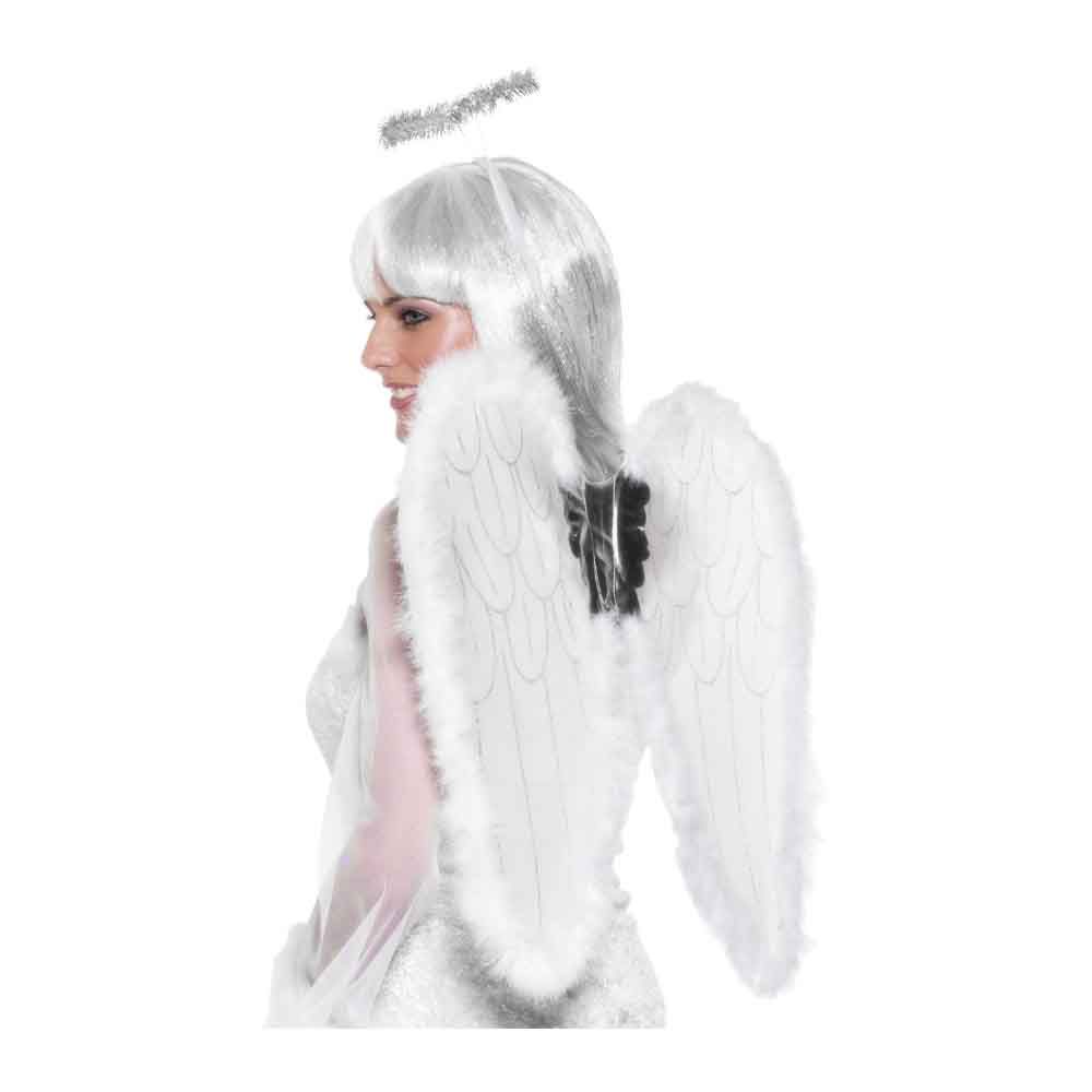 Smiffys - Angel Set w/Wings & Halo Marabou - White