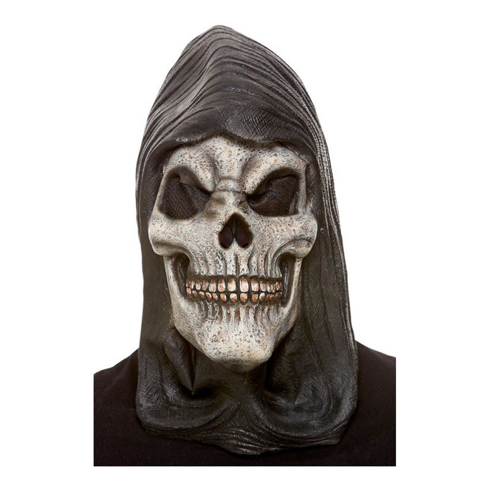 Smiffys - Hooded Skeleton Latex Mask - White