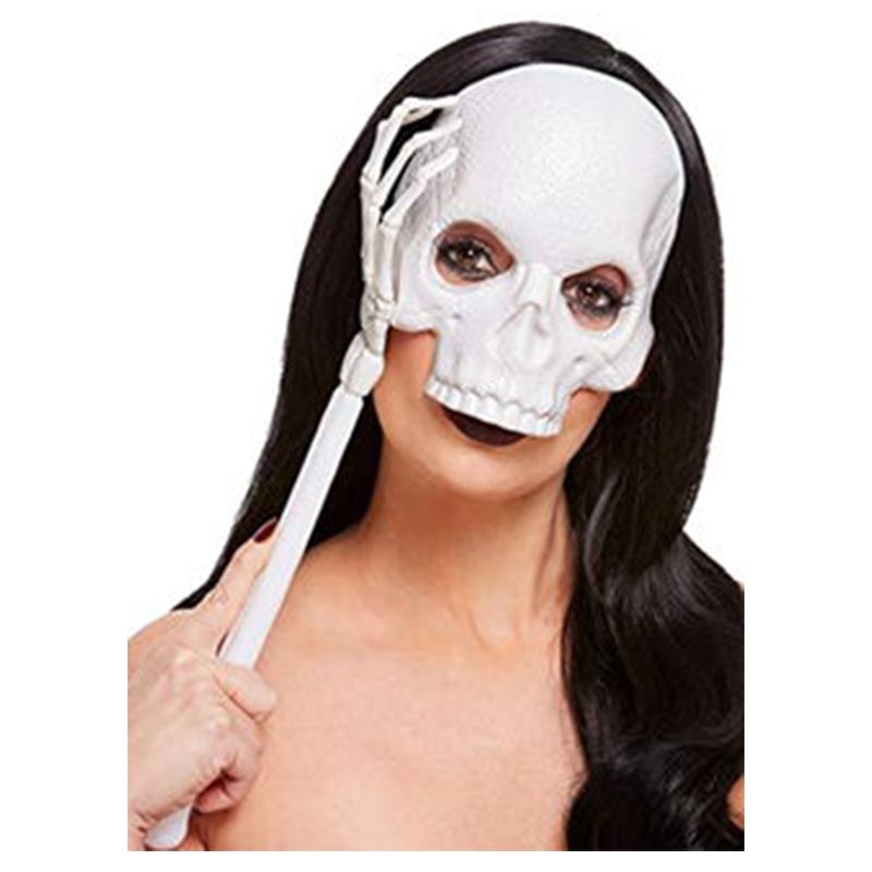 Smiffys - Handheld Skull Mask PVC - White