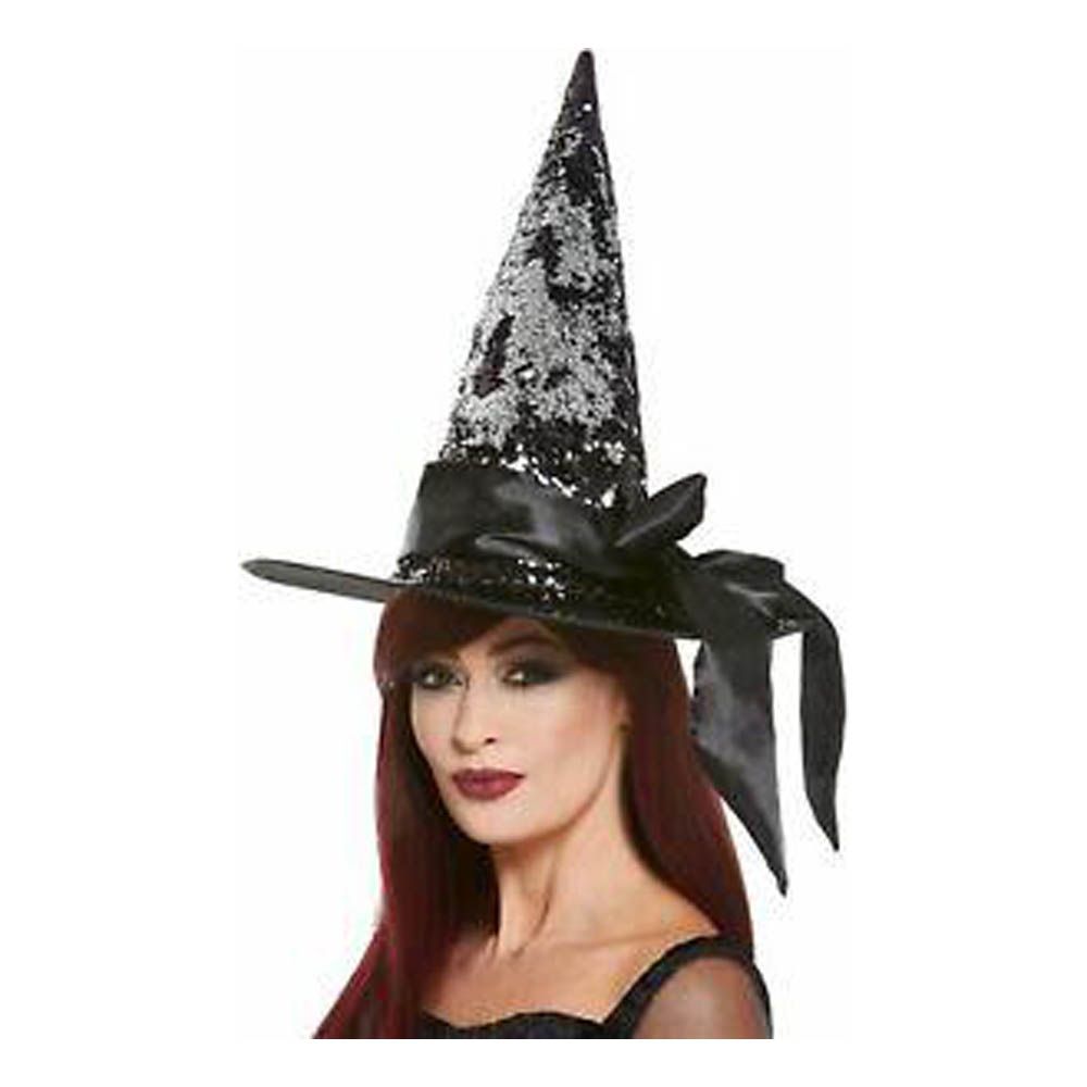 Smiffys - Deluxe Reversible Sequin Witch Hat w/Satin Ribbon