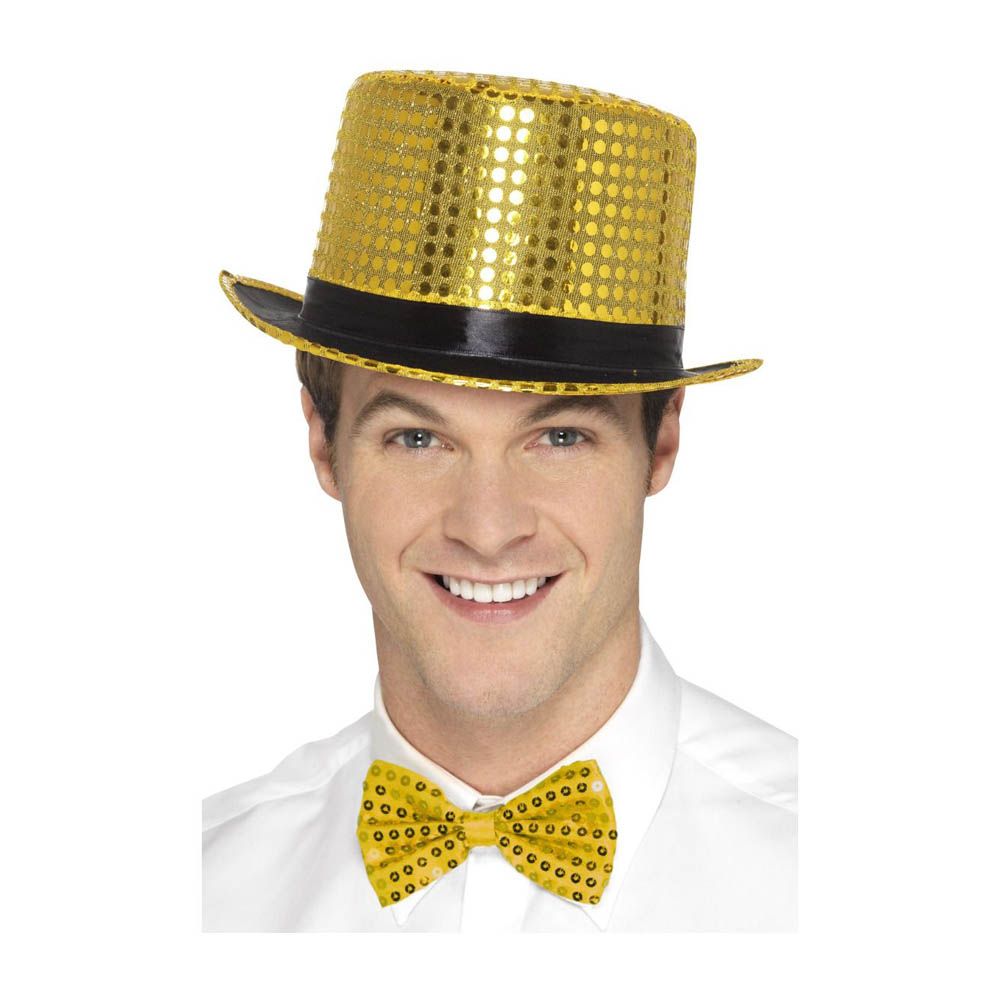 Smiffys - Sequin Top Hat w/Elastic Inner Rim - Gold