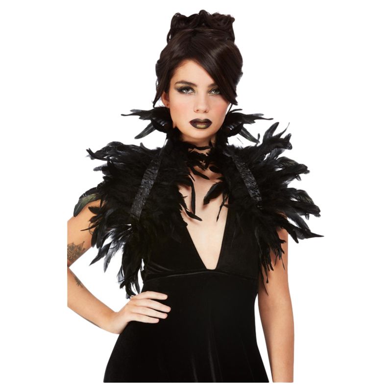 Smiffys - Fever Feather Bolero - Black