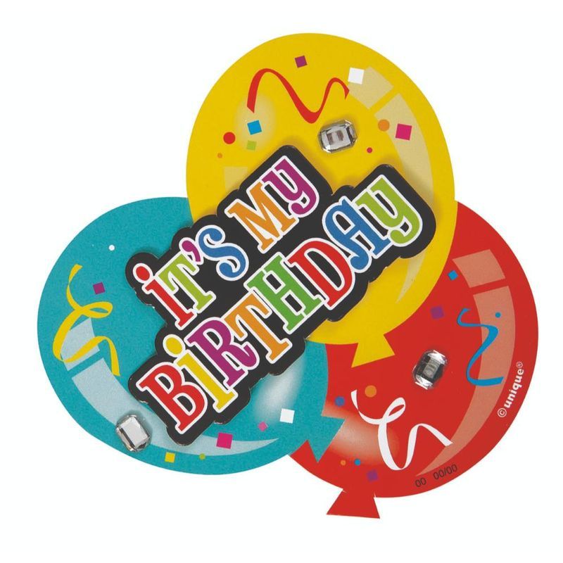 Unique - Its My Birthday Balloons Deluxe Button 1pcs