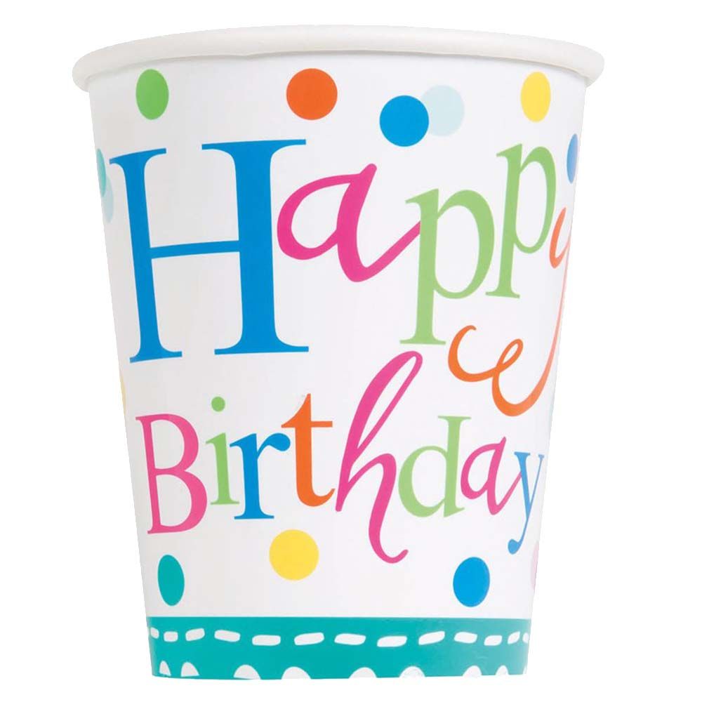 Party Zone - Confetti Cake Birthday Cups 9oz 8pcs