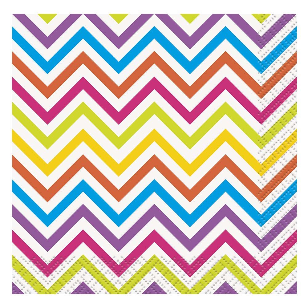 Party Zone - Rainbow Chevron Beverage Napkins 16pcs