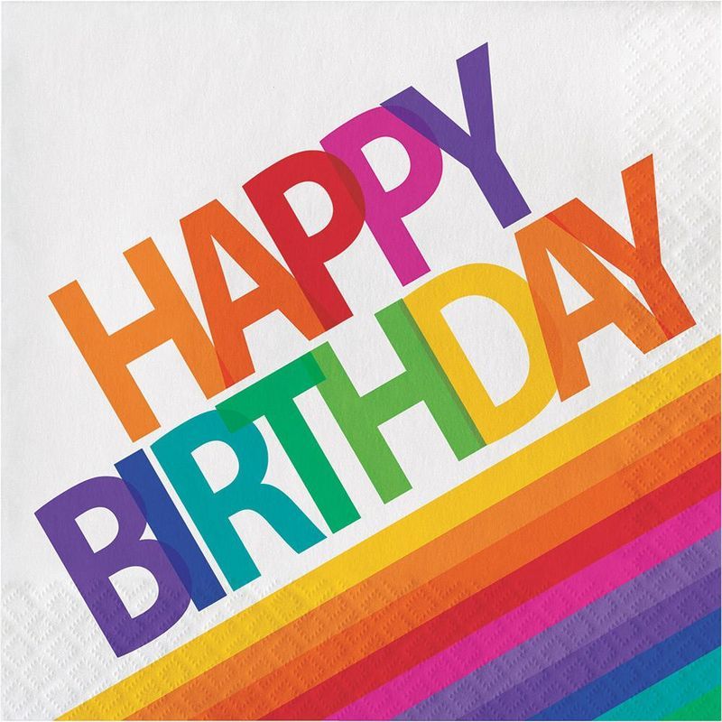 Creative Converting Rainbow Happy Birthday Napkins 16pcs