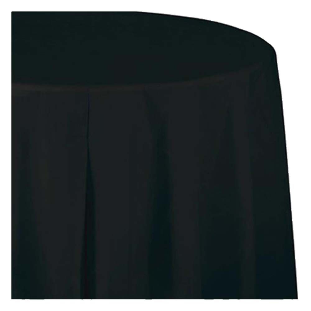 Party Zone - Plastic Lined Table Cover - Black Velvet