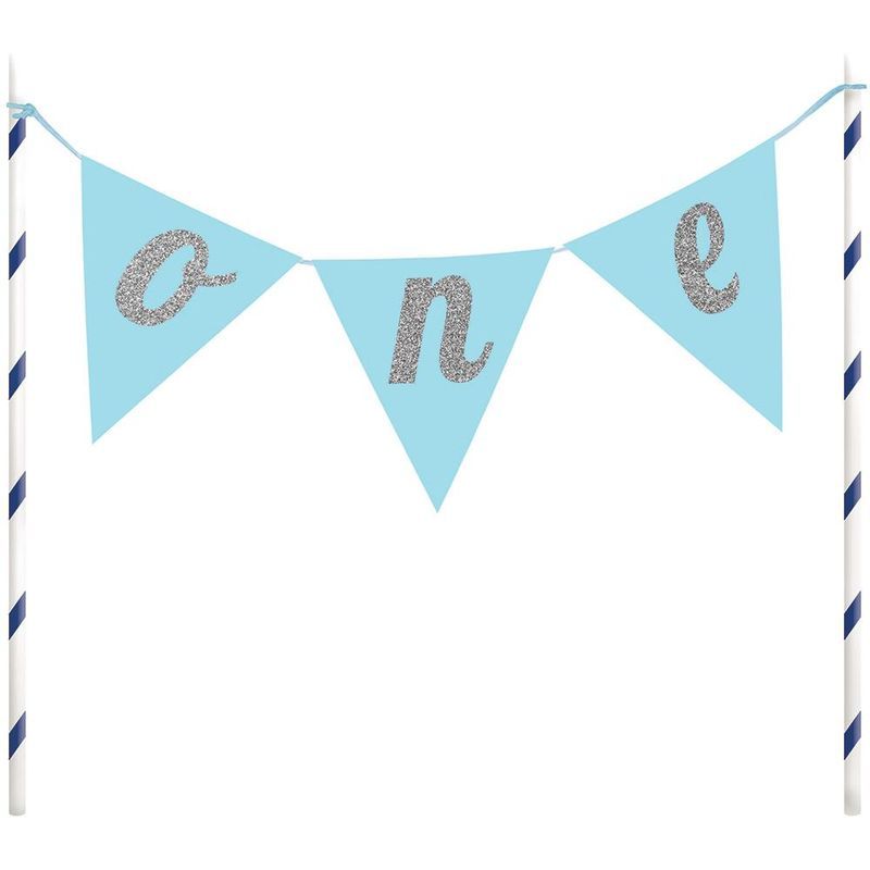 Creative Converting 1st Bday Blue One Pennant Cake Topper