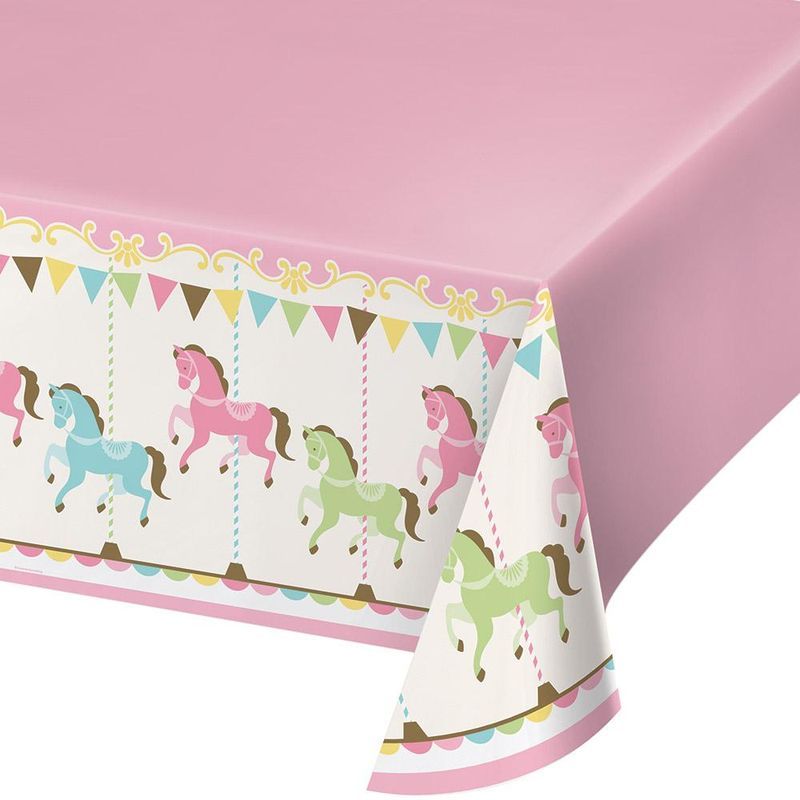 Creative Converting - Carousel Plastic Table Cover 54X102in