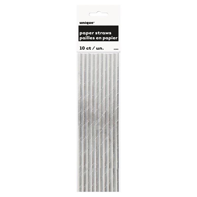 Unique - 10pcs Silver Foil Paper Straws