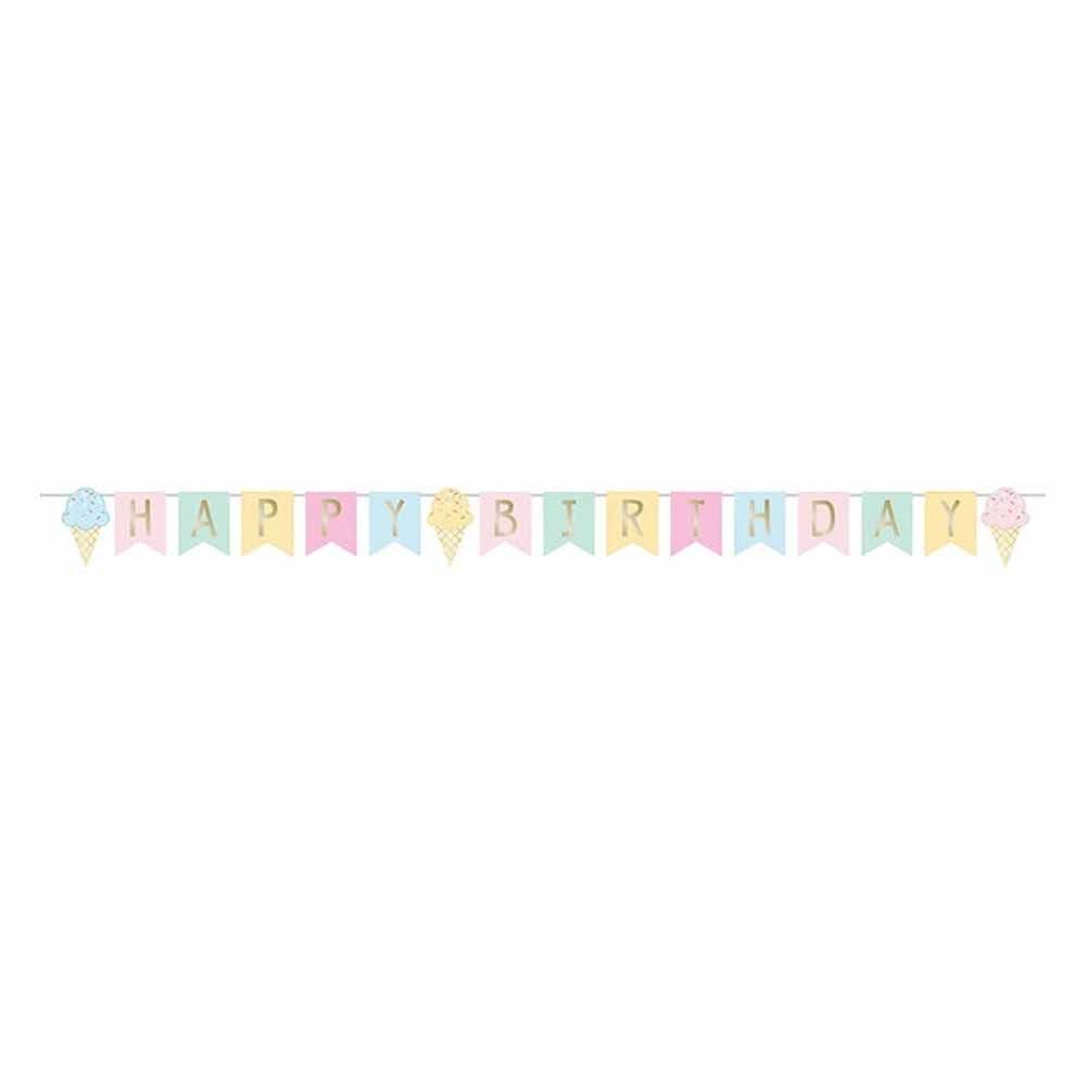 Creative Converting - Ice Cream Shaped Ribbon Banner 6 x 8.3 Inch