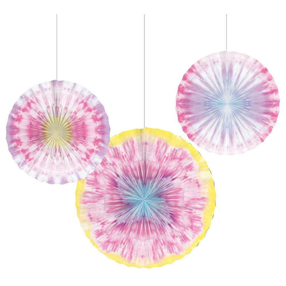 Creative Converting - Tie Dye Party Paper Fans 6Pcs