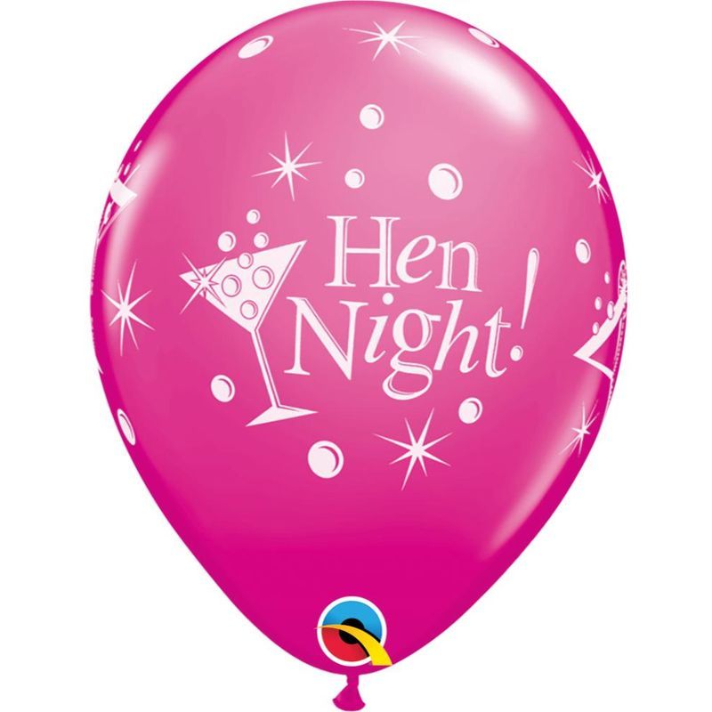 Qualatex Hen Night Bubbly 11in Wild Berry Latex Balloon 6pcs