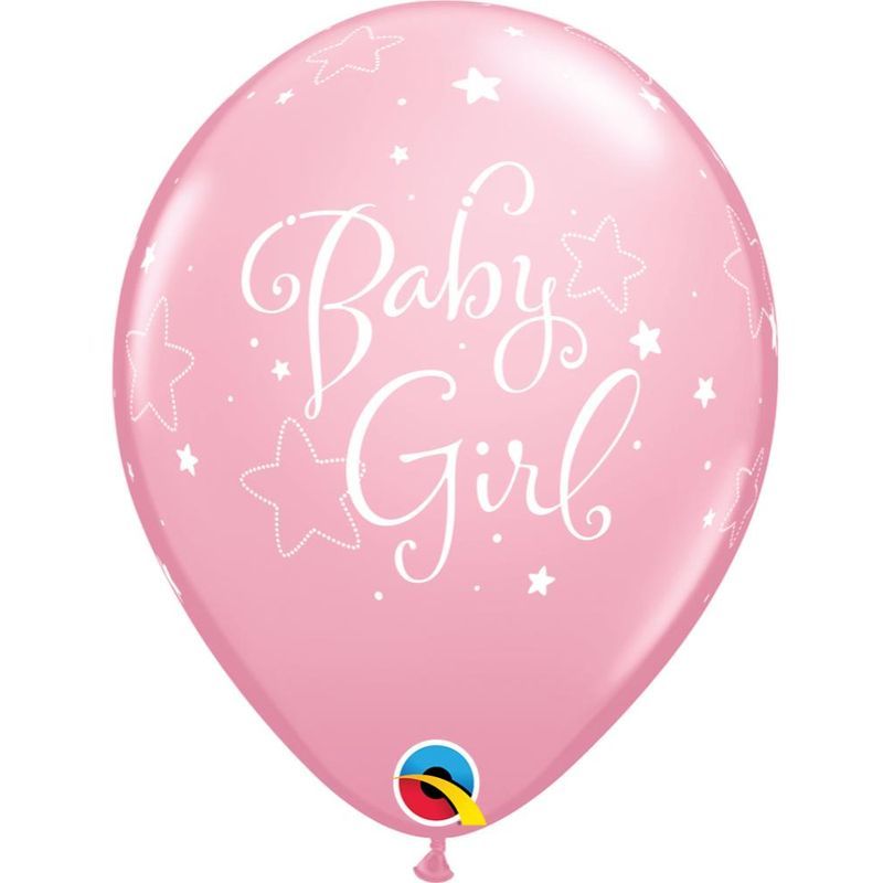 Qualatex Baby Girl Stars Asst Pink & Wild Berry Balloon 6pcs