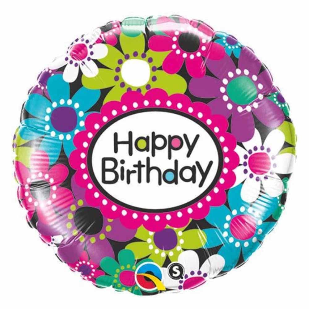 Qualatex - Birthday Daisy Patterns Foil Balloon 18 Inch