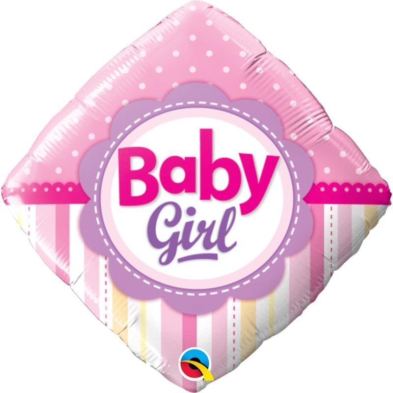 Qualatex - Baby Girl Dots & Stripes 18in Foil Balloons