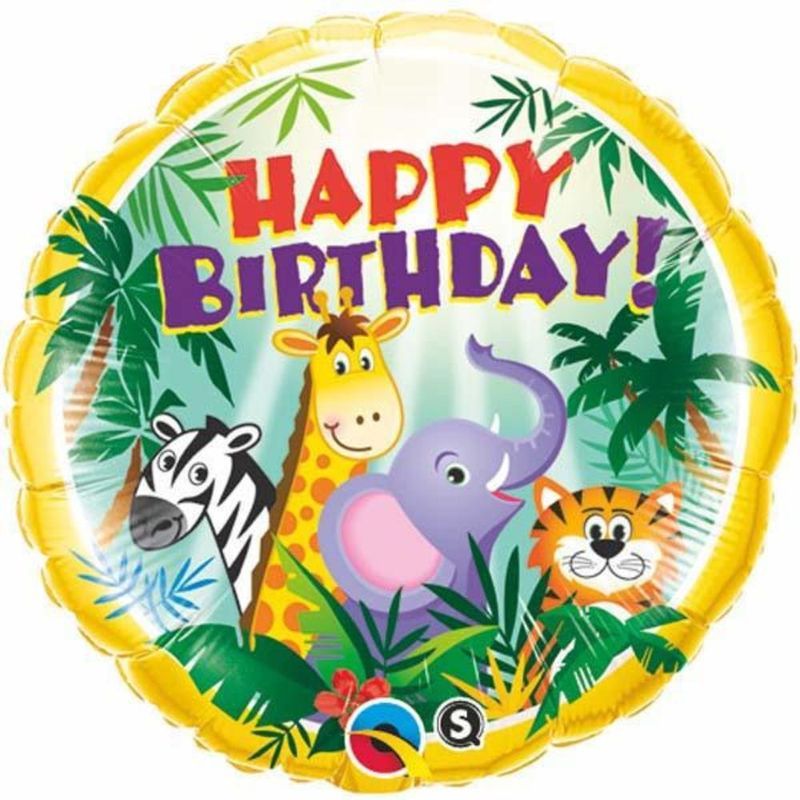 Qualatex - Bday Jungle Friends 18in Round Foil Balloon 1pcs