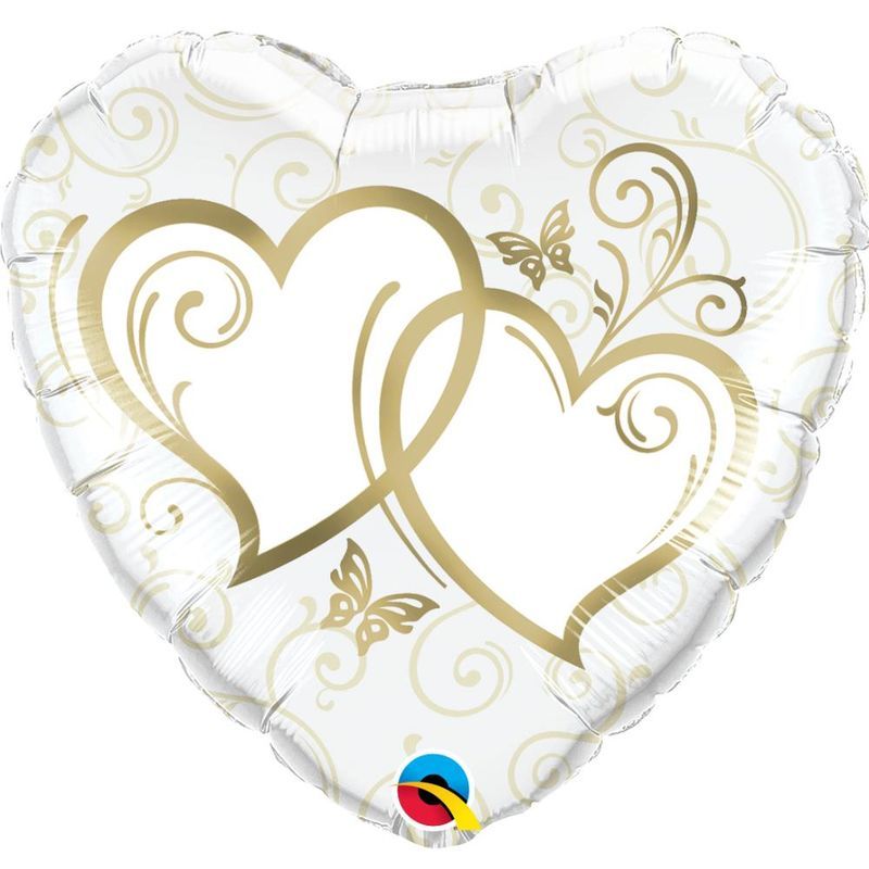 Qualatex Entwined Hearts Gold 18in Heart Foil Balloon 1pcs