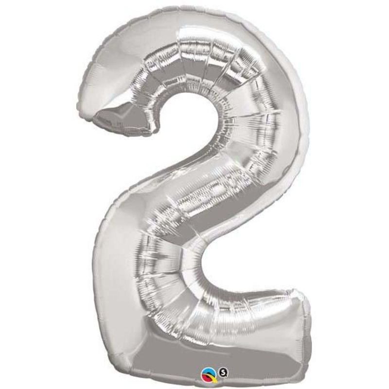 Qualatex - Number Two Silver 34in Number Foil Balloon 1pc