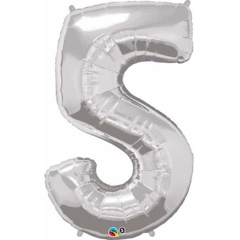 Qualatex - Number Five Silver 34in Number Foil Balloon 1pc