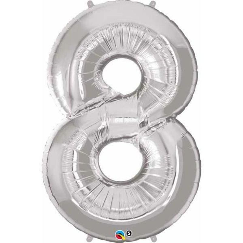 Qualatex - Number Eight Silver 34in Number Foil Balloon 1pc