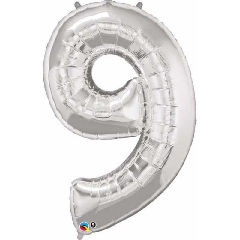 Qualatex - Number Nine Silver 34in Number Foil Balloon 1pc