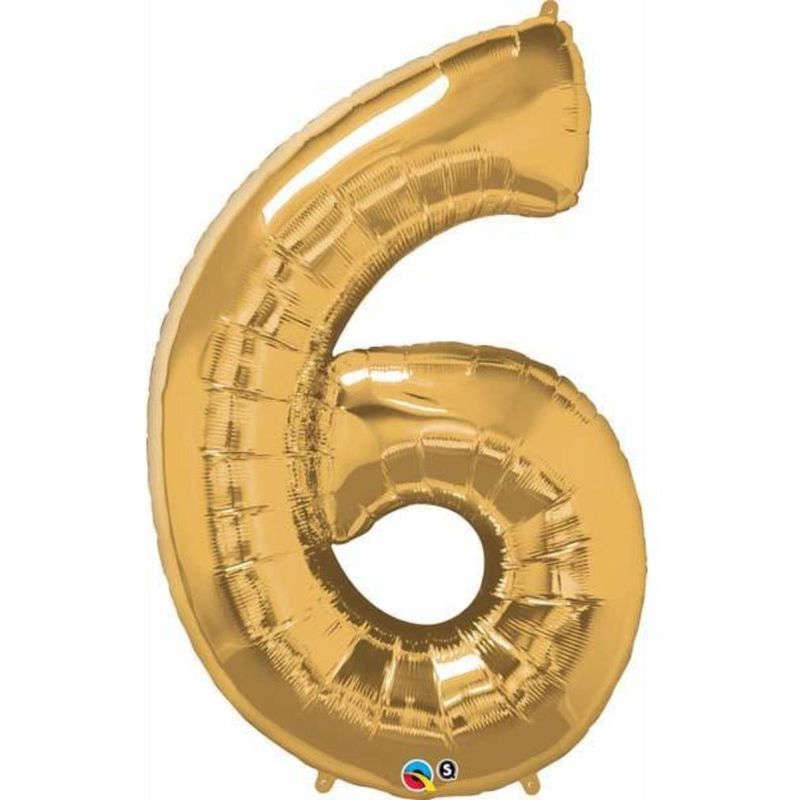 Qualatex - Number Six Gold 34in Number Foil Balloon 1pc