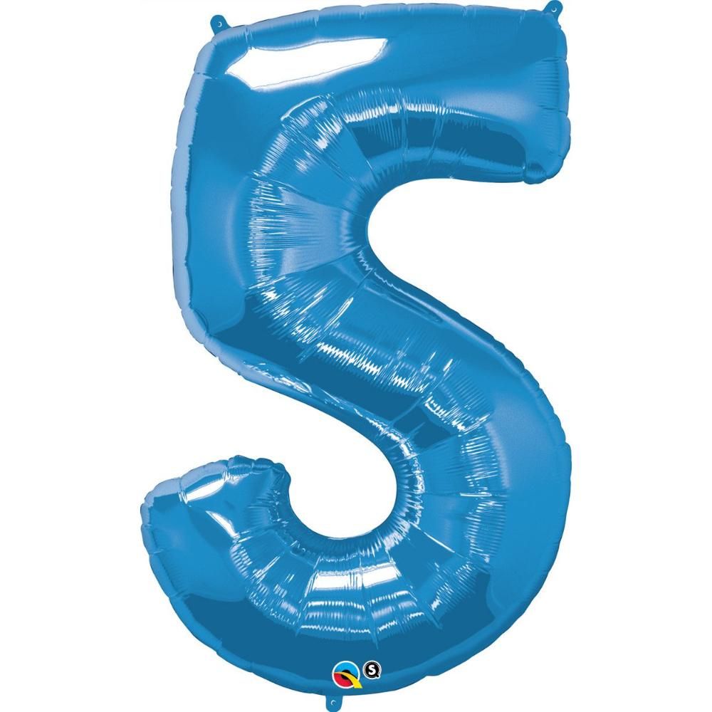 Qualatex - Number Five Sapphire Blue 34in Number Foil Balloon 1pc