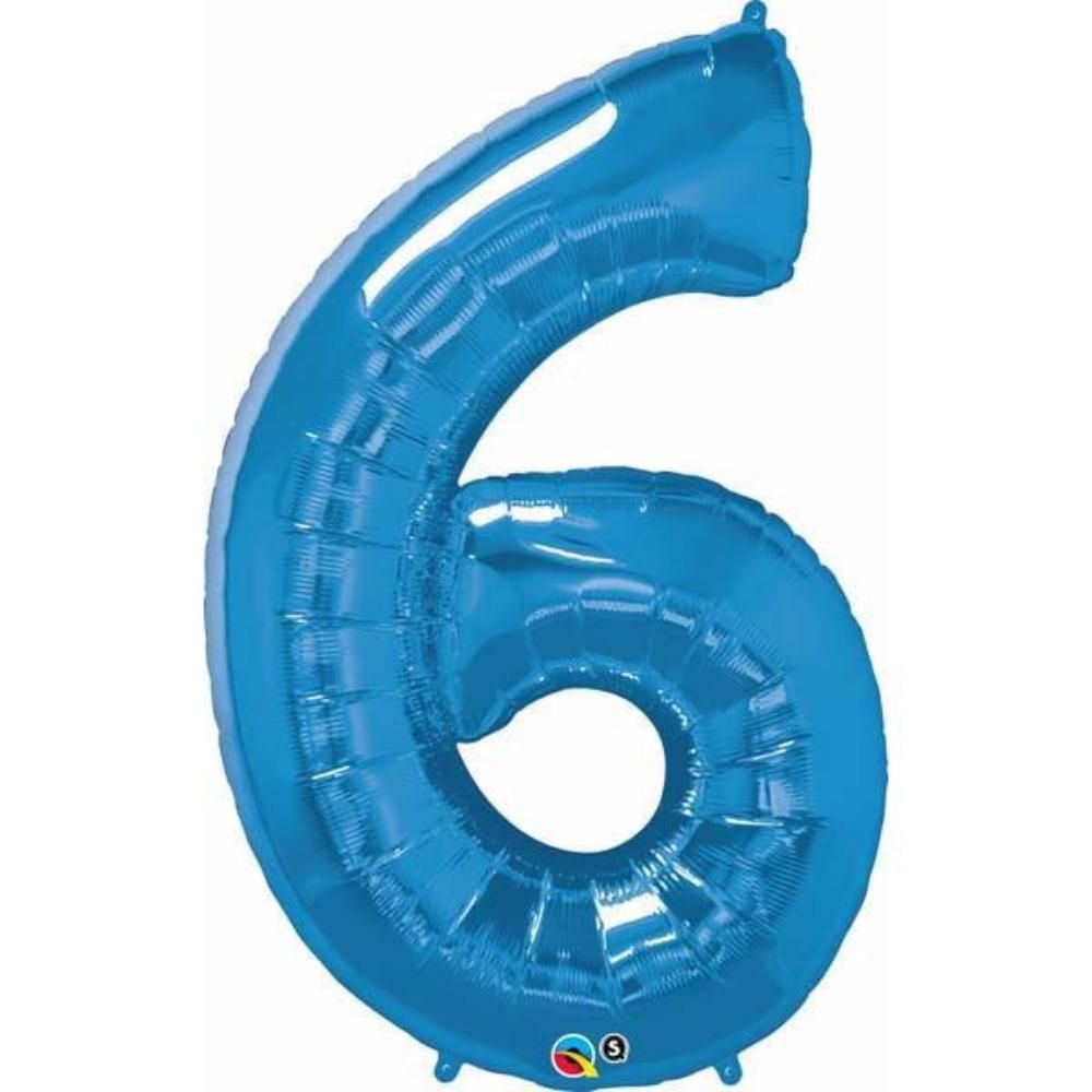 Qualatex - 42'' Number Six Sapphire Blue Number Foil Balloon