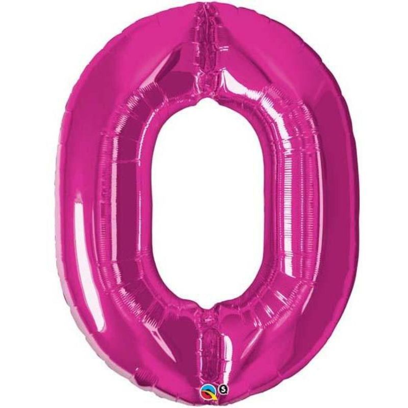 Qualatex - Number Zero Magenta 34in Number Foil Balloon 1pc