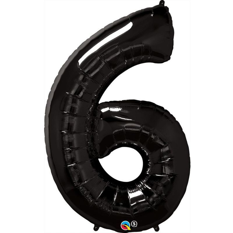 Qualatex - Number Six Onyx Black 34in Number Foil Balloon 1pc