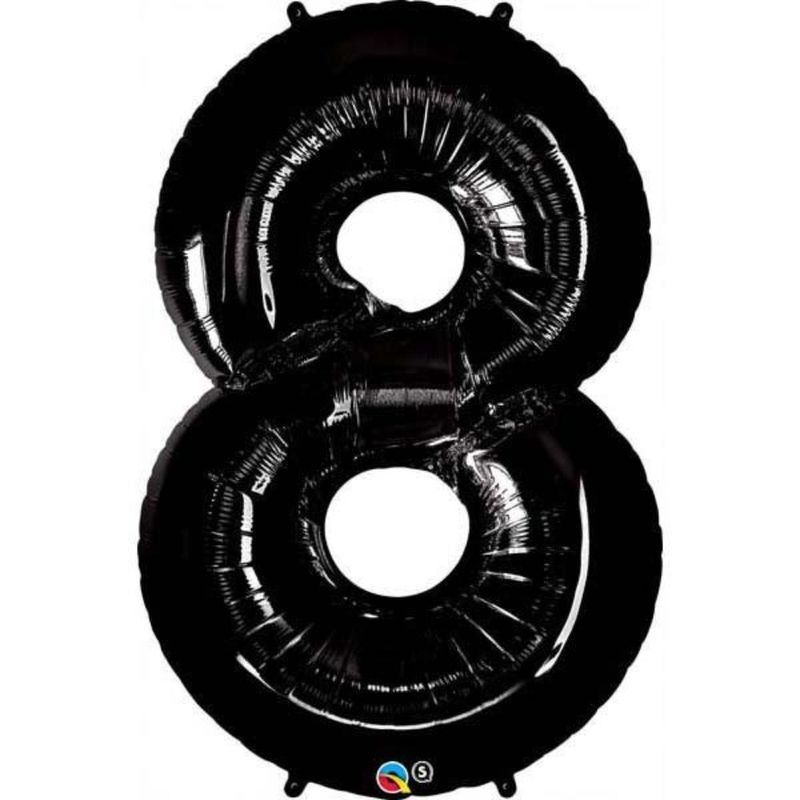 Qualatex - Number Eight Onyx Black 34in Number Foil Balloon 1pc