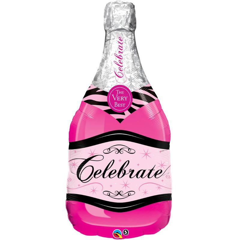 Qualatex Celebrate Pink Bubbly Wine 39in Bottle Sw Balloon