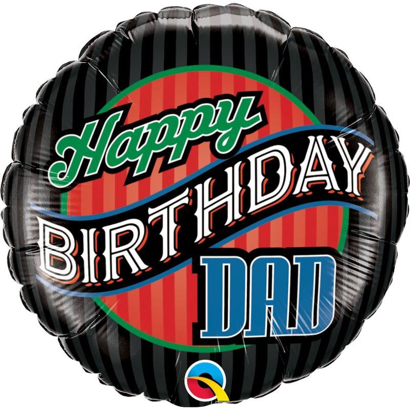 Qualatex - Birthday Dad Stripes Foil Balloon 18in Foil