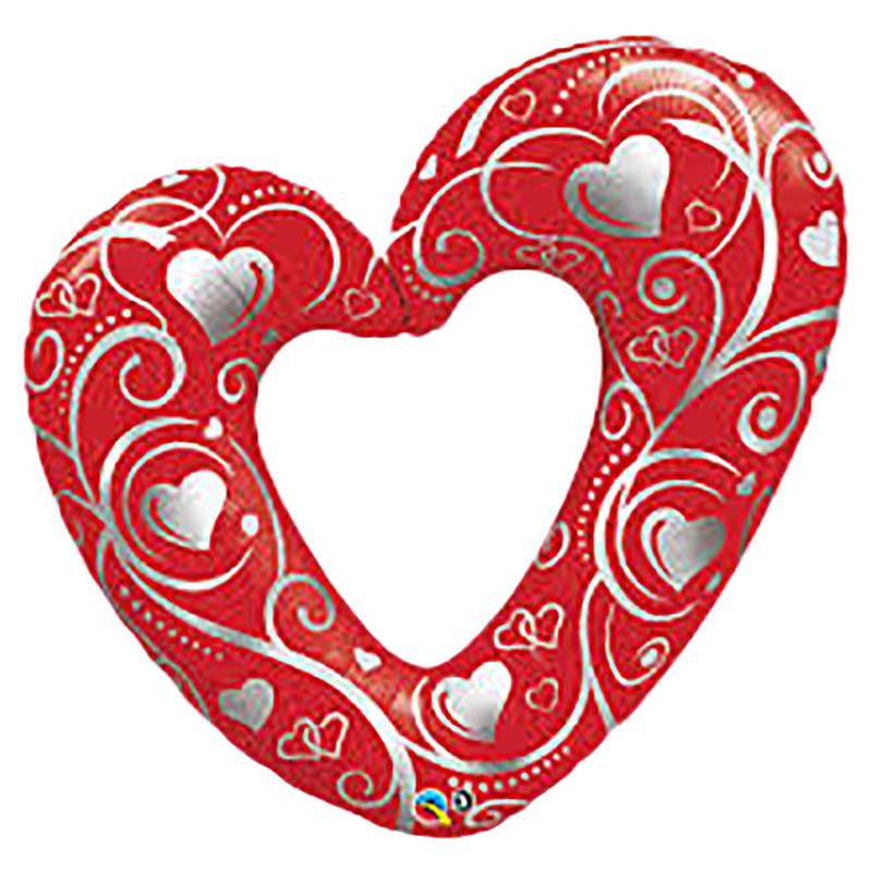 Qualatex - Hearts & Filigree Foil Balloon - Red