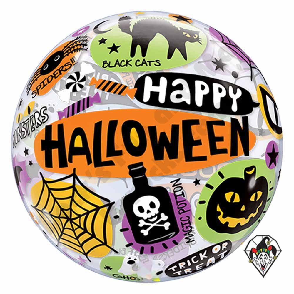 Qualatex - Halloween Messages And Icons Bubble Balloon 22 Inch