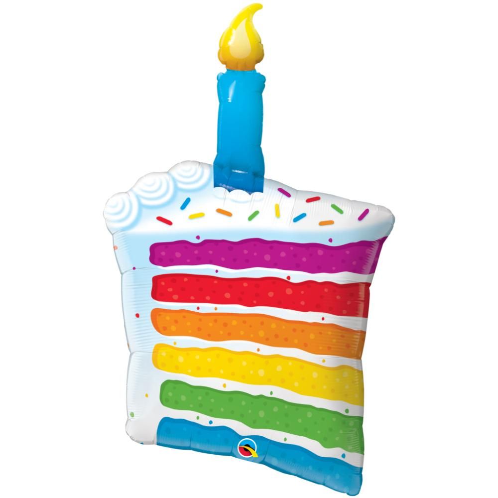 Qualatex - 42In Shape Rainbow Cake & Candle Foil - White