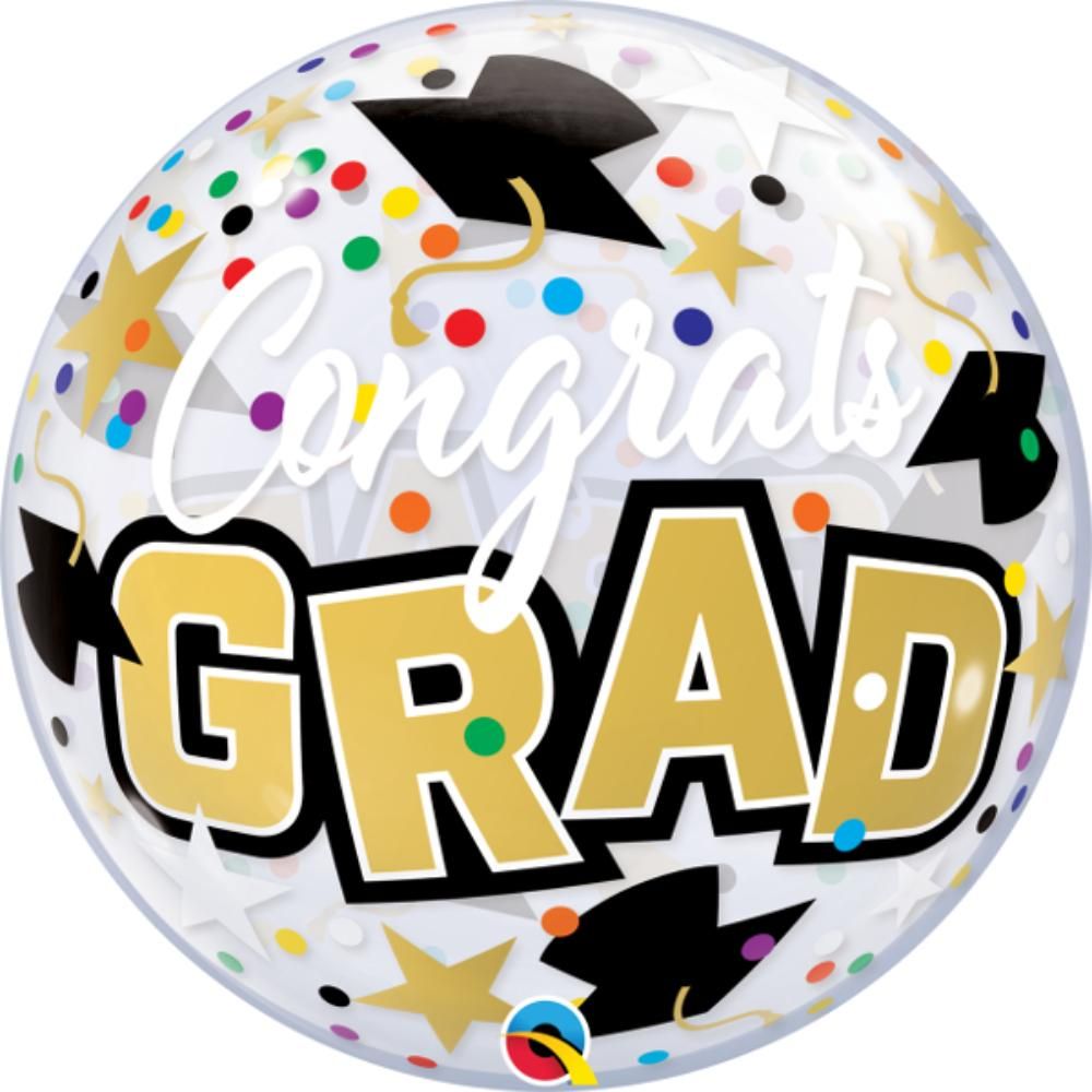 Qualatex - Single Bubble 22'' Congrats Grad Stars & Dots