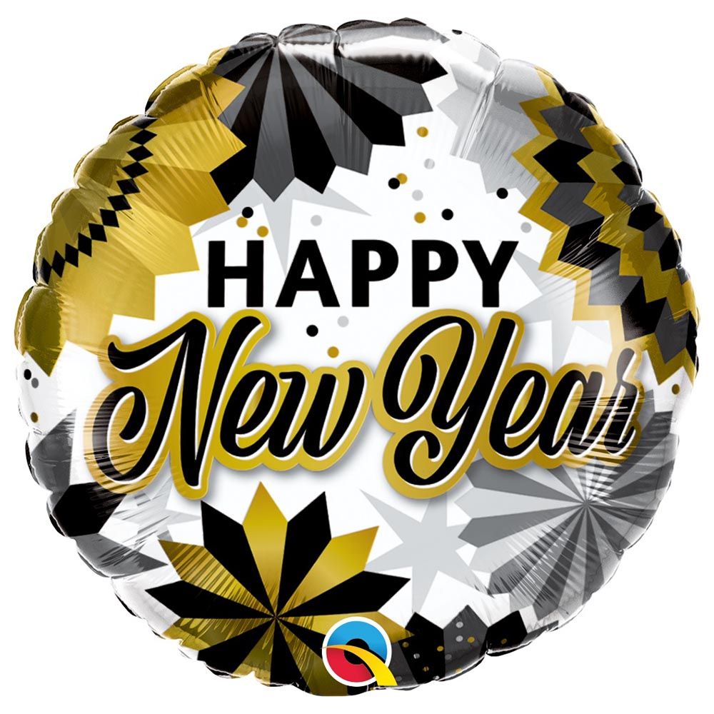 Qualatex - New Year Black & Gold Fans 18in Foil