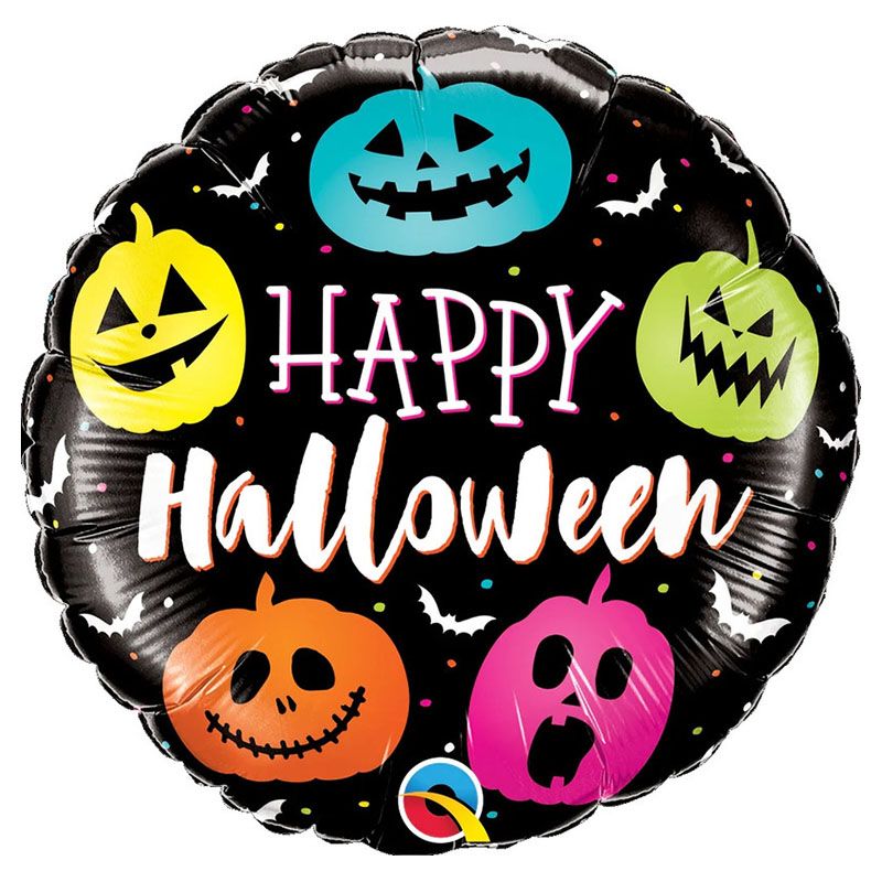 Qualatex - Happy Halloween Jack Faces Foil Balloon - 18-Inch