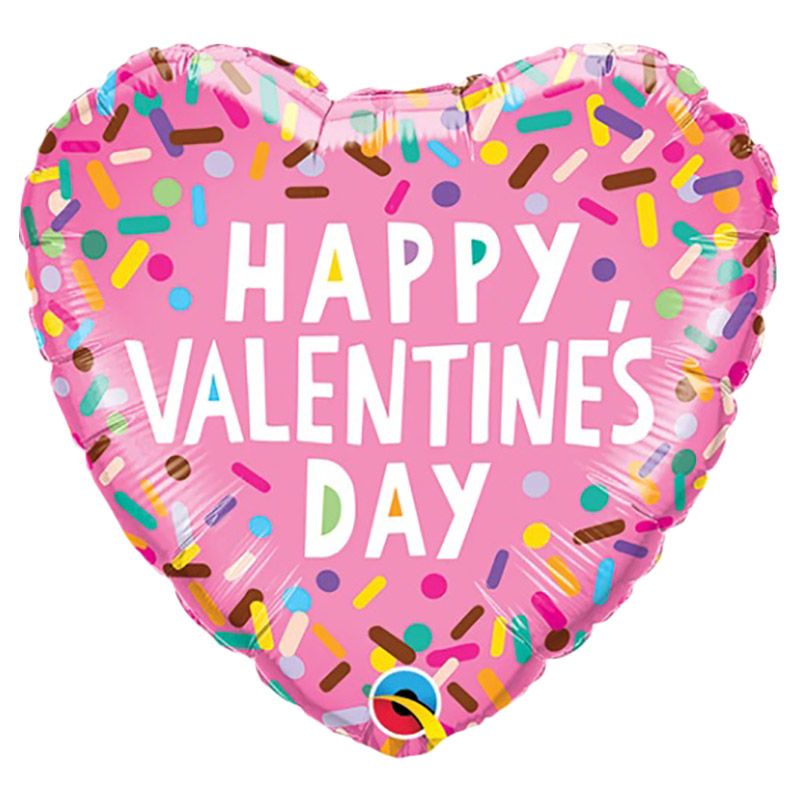 Qualatex - Valentines Sprinkle Heart Balloon - 18Inch