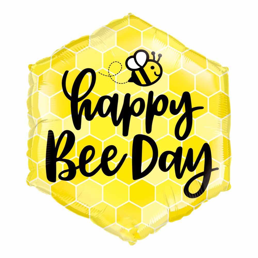 Qualatex - Hexagon Happy Bee Day Foil Balloon 20 Inch - Yellow