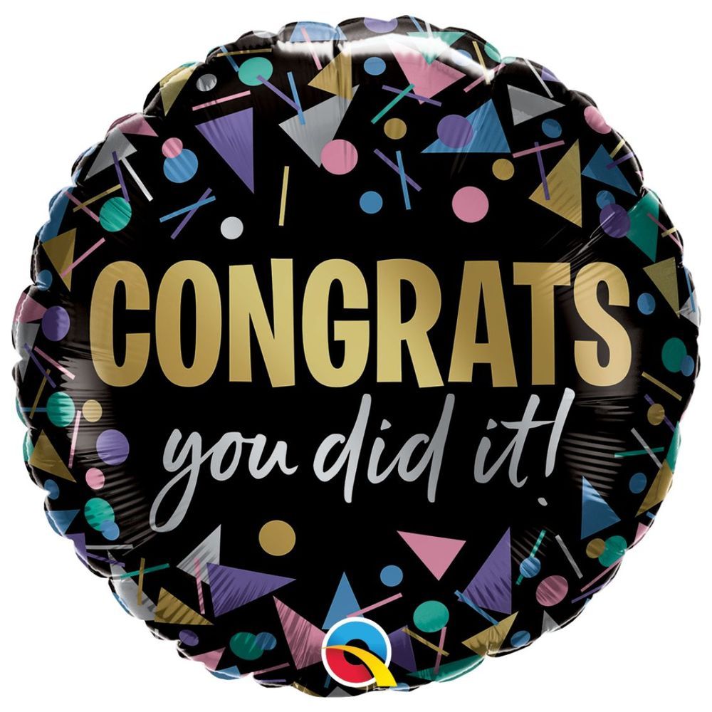 Qualatex - Round Congrats You Did It Metallic Balloon