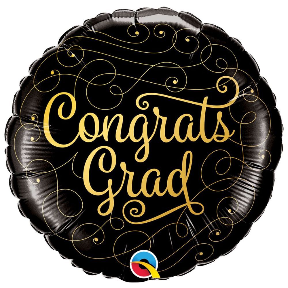 Qualatex - Round Congrats Grad Gold Doodles Balloon