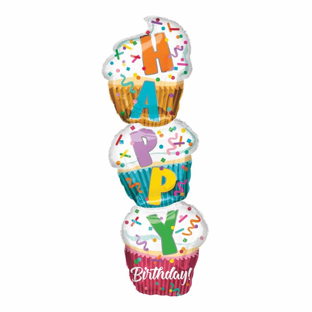 Anagram - Stacked Cupcake Foil Balloon 13 x 41 Inch